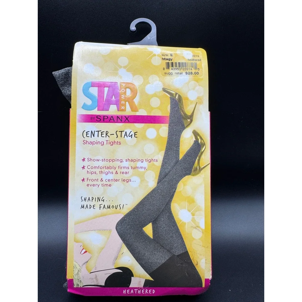 Star Power by Spanx Center-Stage Shaping Tights Heathered Grey Size E 2215